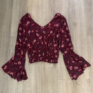NWOT! ANGIE Boho Bell Sleeved Crop Top Floral